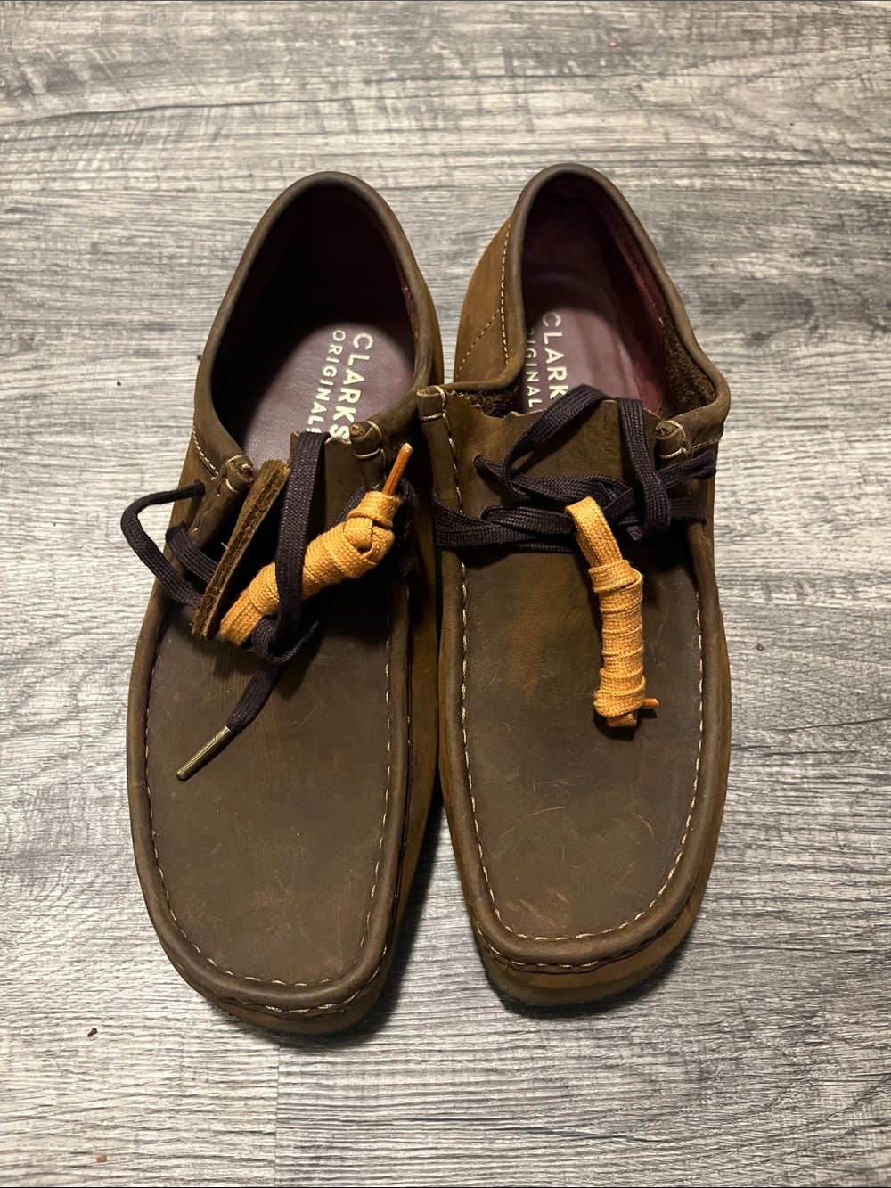 Clarks Brown Leather Moc Toe Wallabee Slip-On Loafers